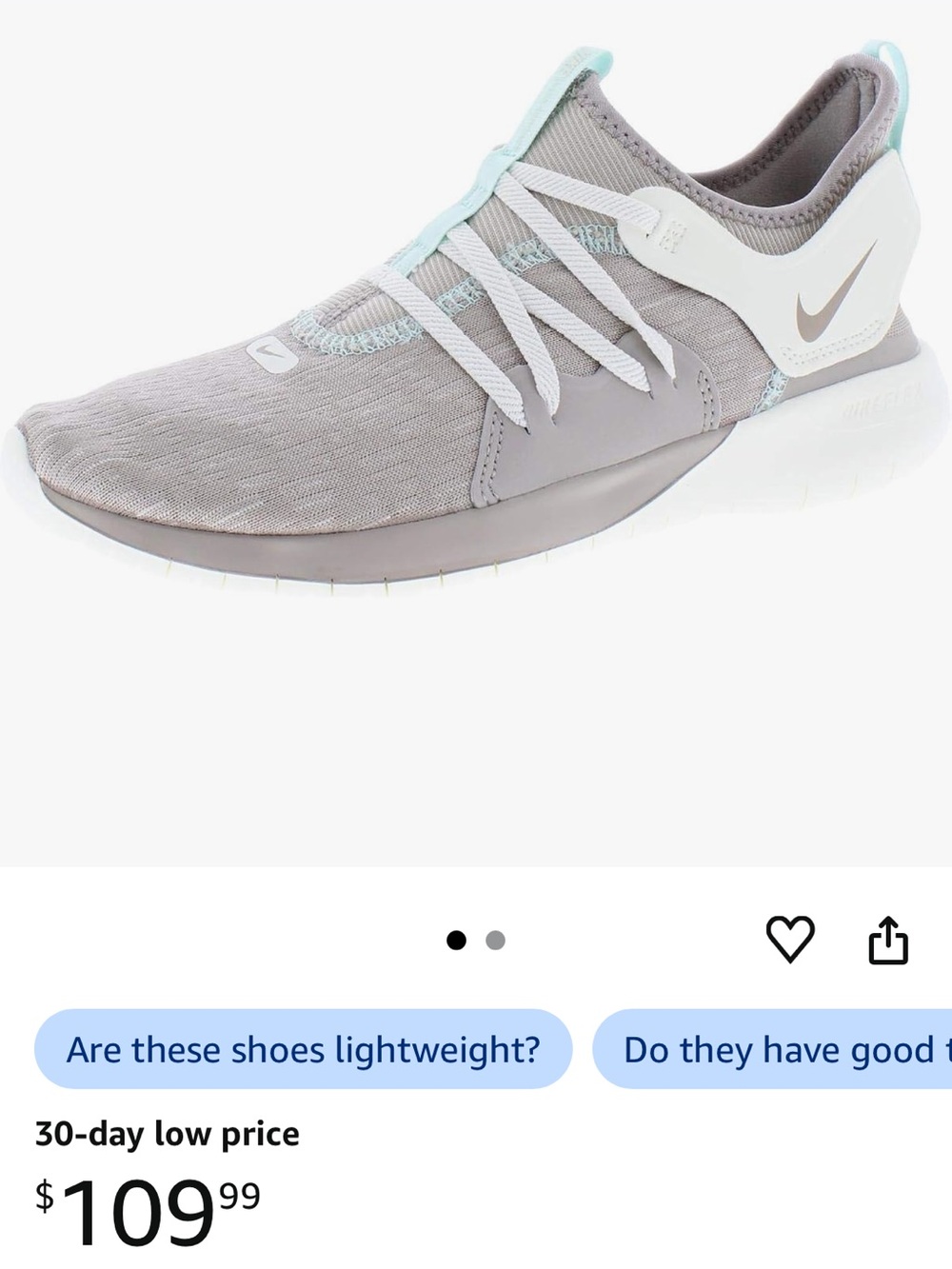 Nike Womens Flex Contact 3 Trainers Flexible Running Shoes Gray 8 Retail
109$